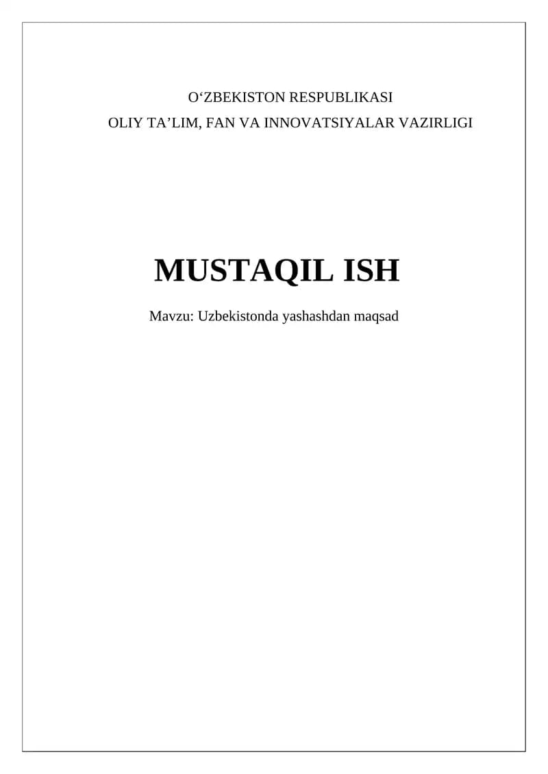 O'zbekistonda yashashdan maqsad
