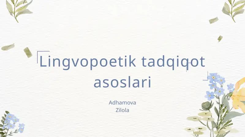 Lingvopoetiktadqiqotasoslari