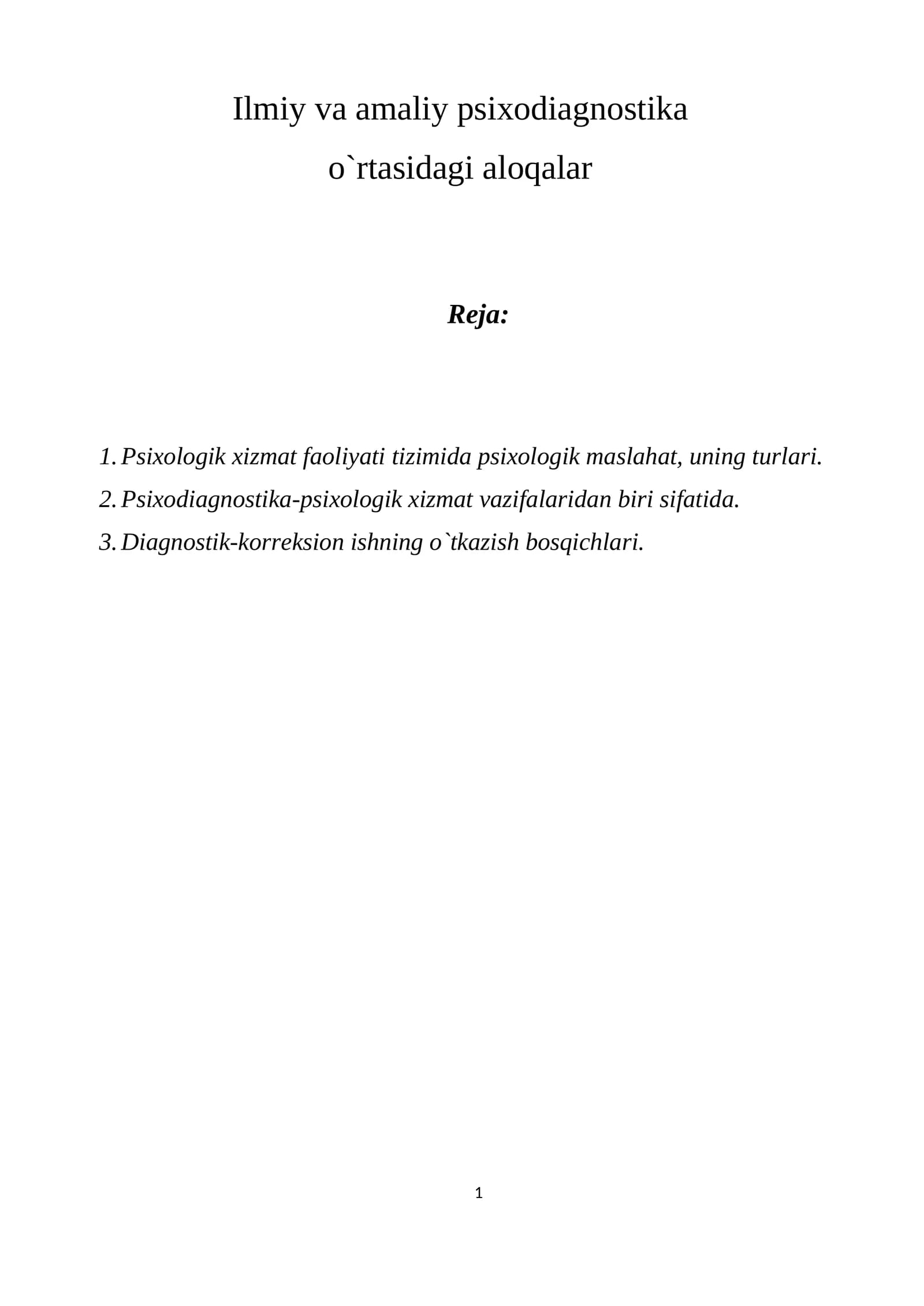 Ilmiy va amaliy psixodiagnostika