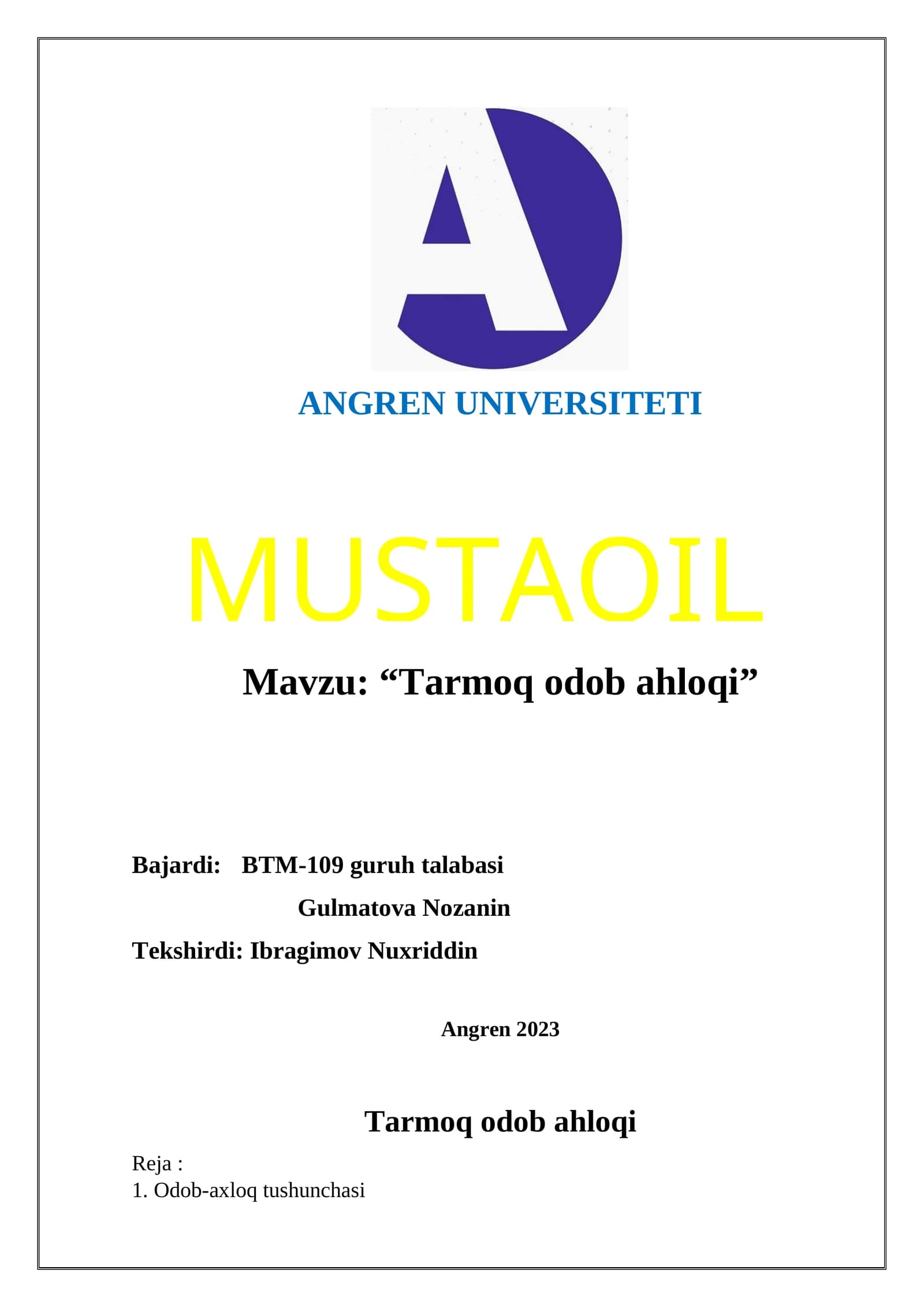 [“Tarmoq odob ahloqi”]