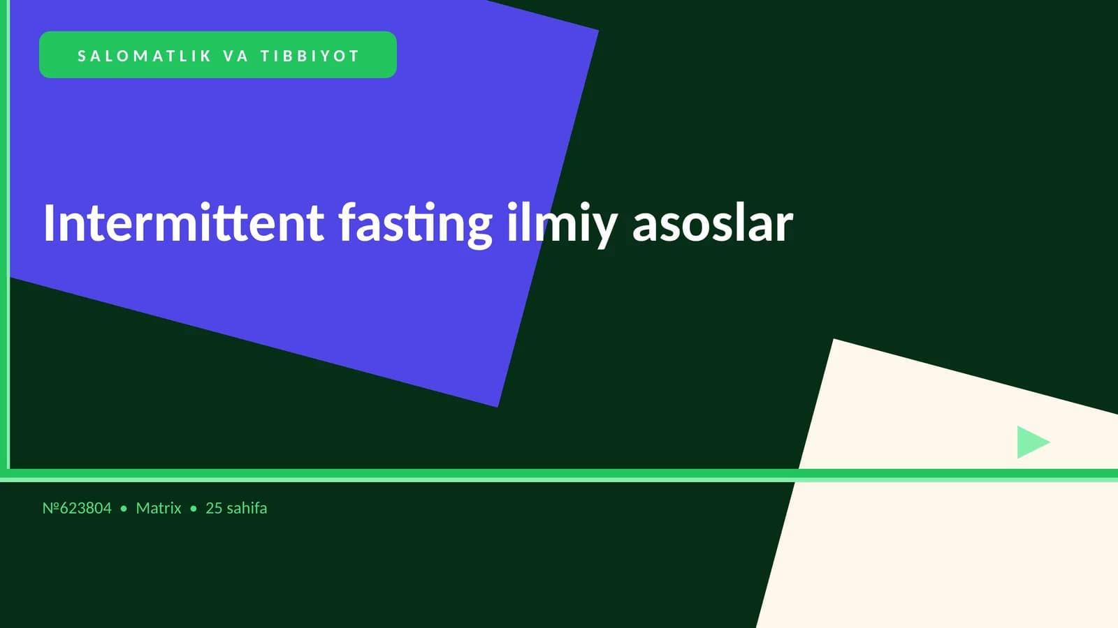 Intermittent fasting ilmiy asoslar