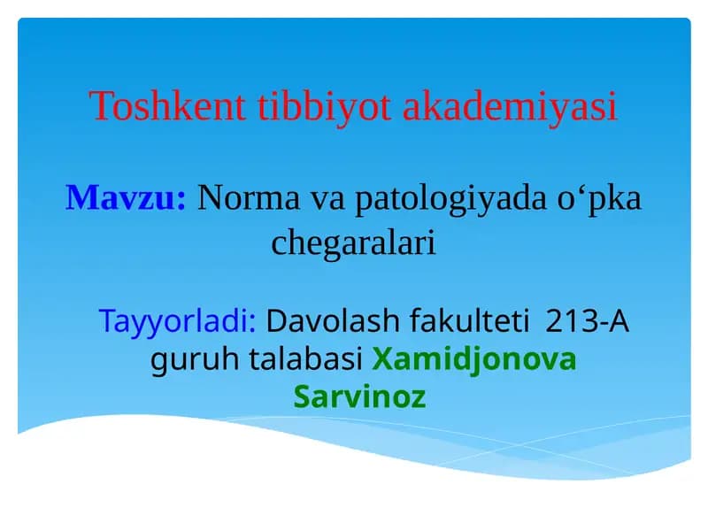 Norma va patologiyada op kachegaralari