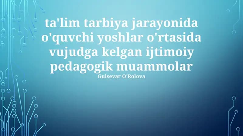 Ijtimoiy Pedagogik Muammolar