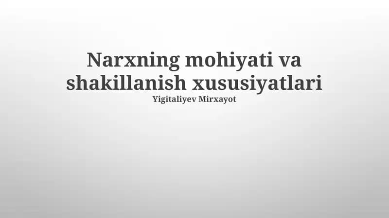 NARX (Narx) Shakl Xususiyatlari