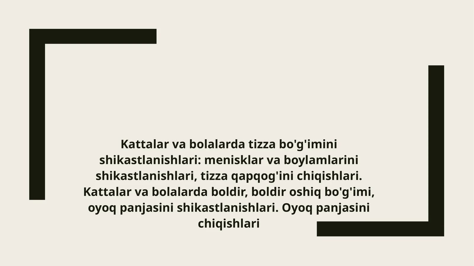 Tizza bo'g'imini shikastlanishlari