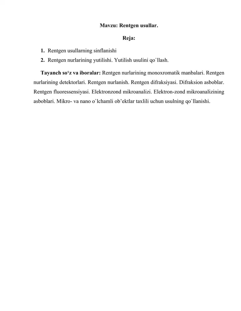 Rentgen usullar