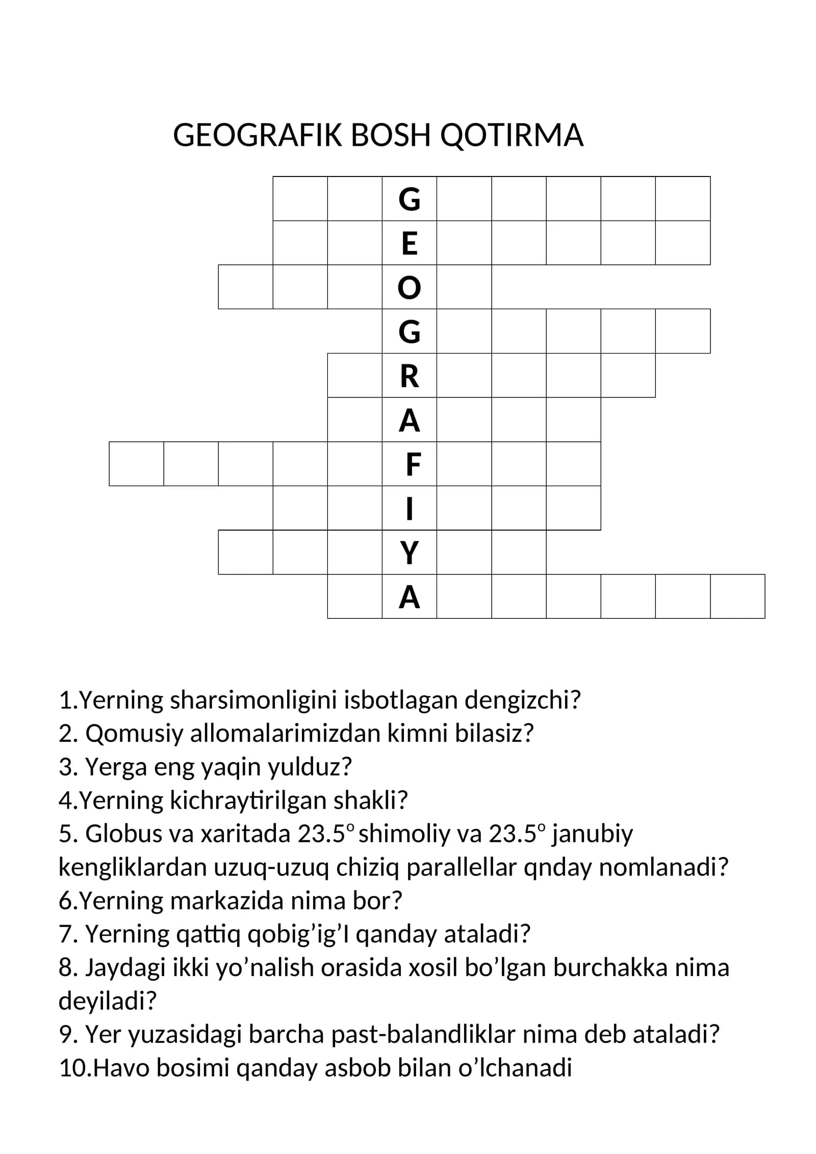 GEOGRAFIK BOSH QOTIRMA