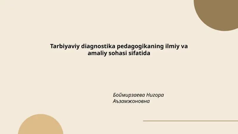 Tarbiyaviy Diagnostika