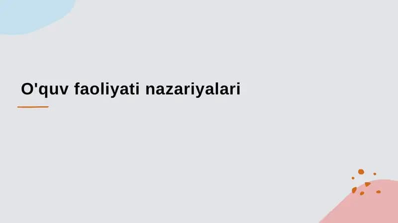 O'quvfaoliyati nazariyalari
