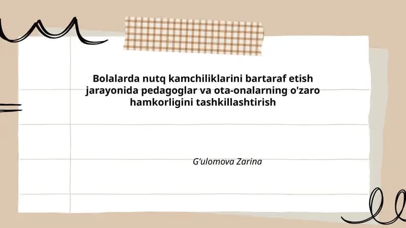 Bolalarda Nutq Kamchiliklarini Bartaraf Etish