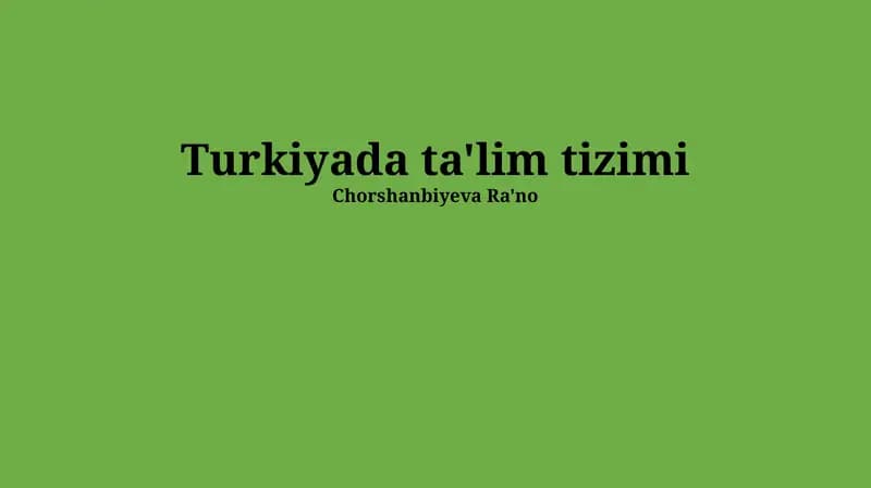 Turkiyada ta'lim tizimi