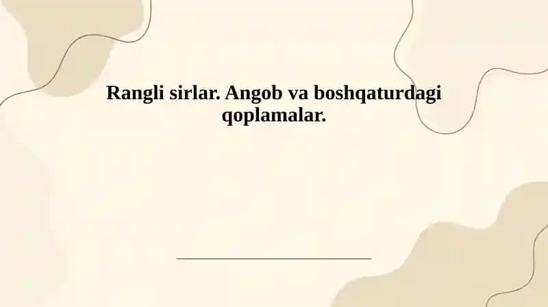 Rangli sirlar va ularning tasnifi
