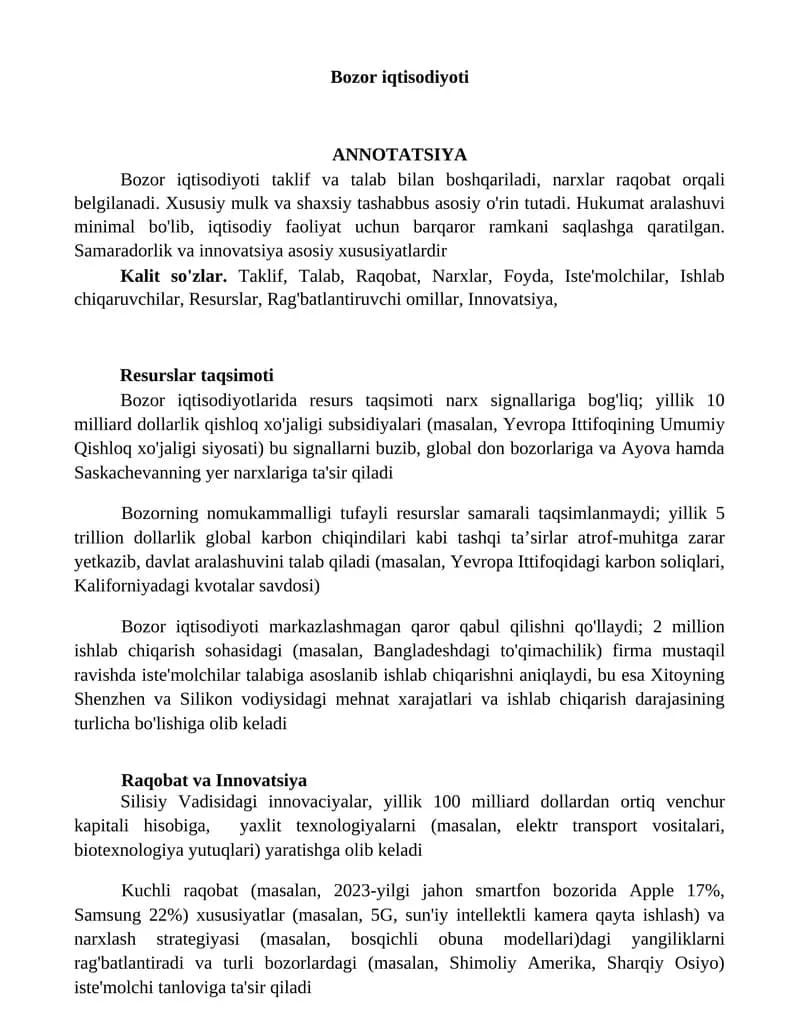 Bozor iqtisodiyoti