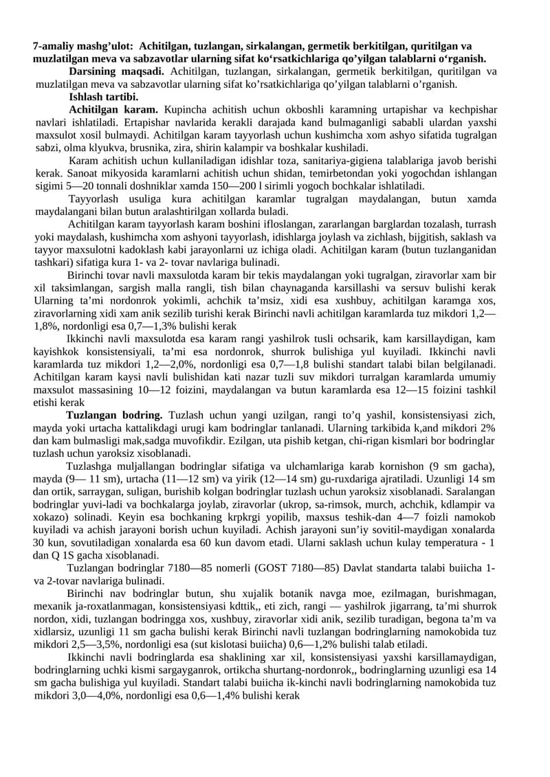 Achitilgan meva va sabzavotlar