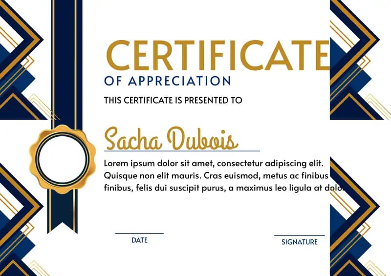Certificate of Appreciation