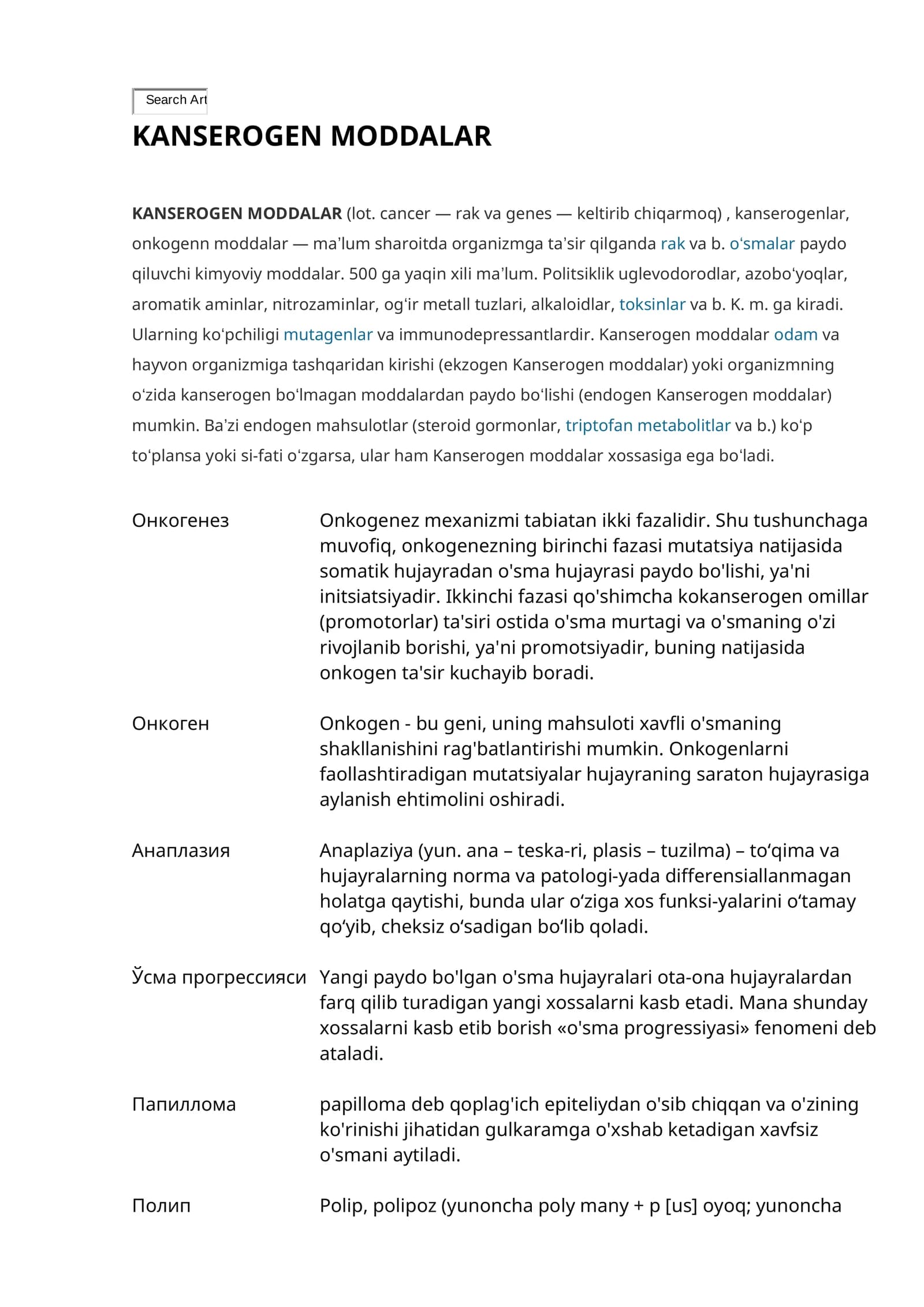 KANSEROGEN MODDALAR