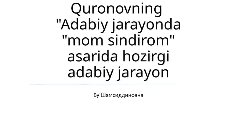 "Ona sindromi" tahlili