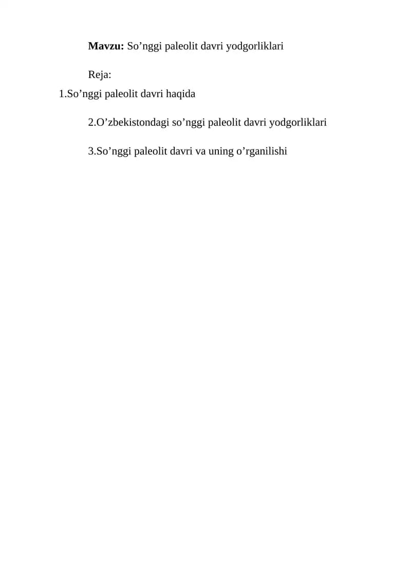 So’nggi paleolit davri yodgorliklari