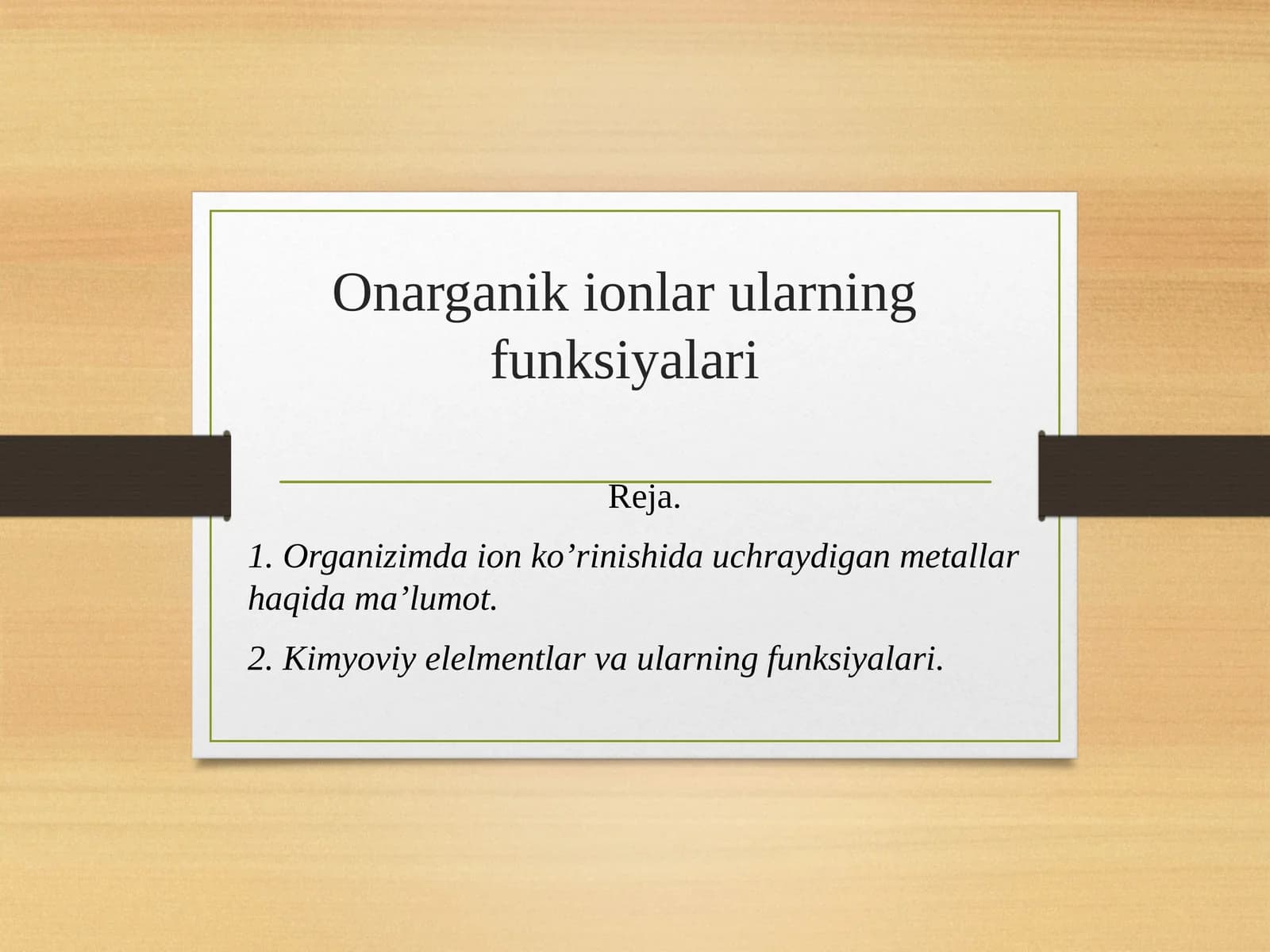 Anorganik ionlar va ularning funksiyalari