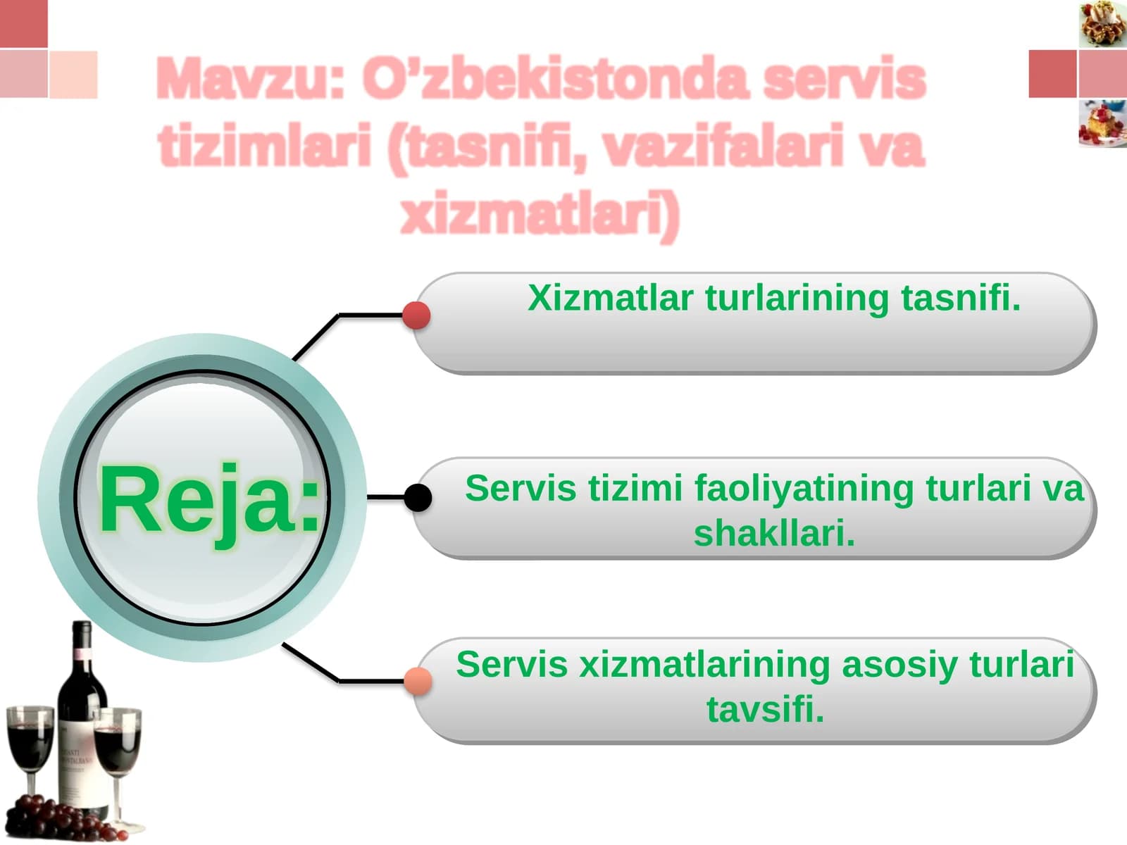 Servis tizimi faoliyatining turlari va shakllari