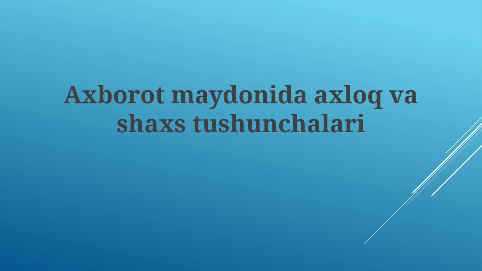 Axloqiy qoidalar va professionallik