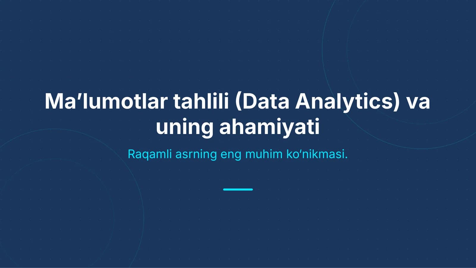 Ma'lumotlar tahlili (Data Analytics) va Big Data taqdimoti | 15 slayd