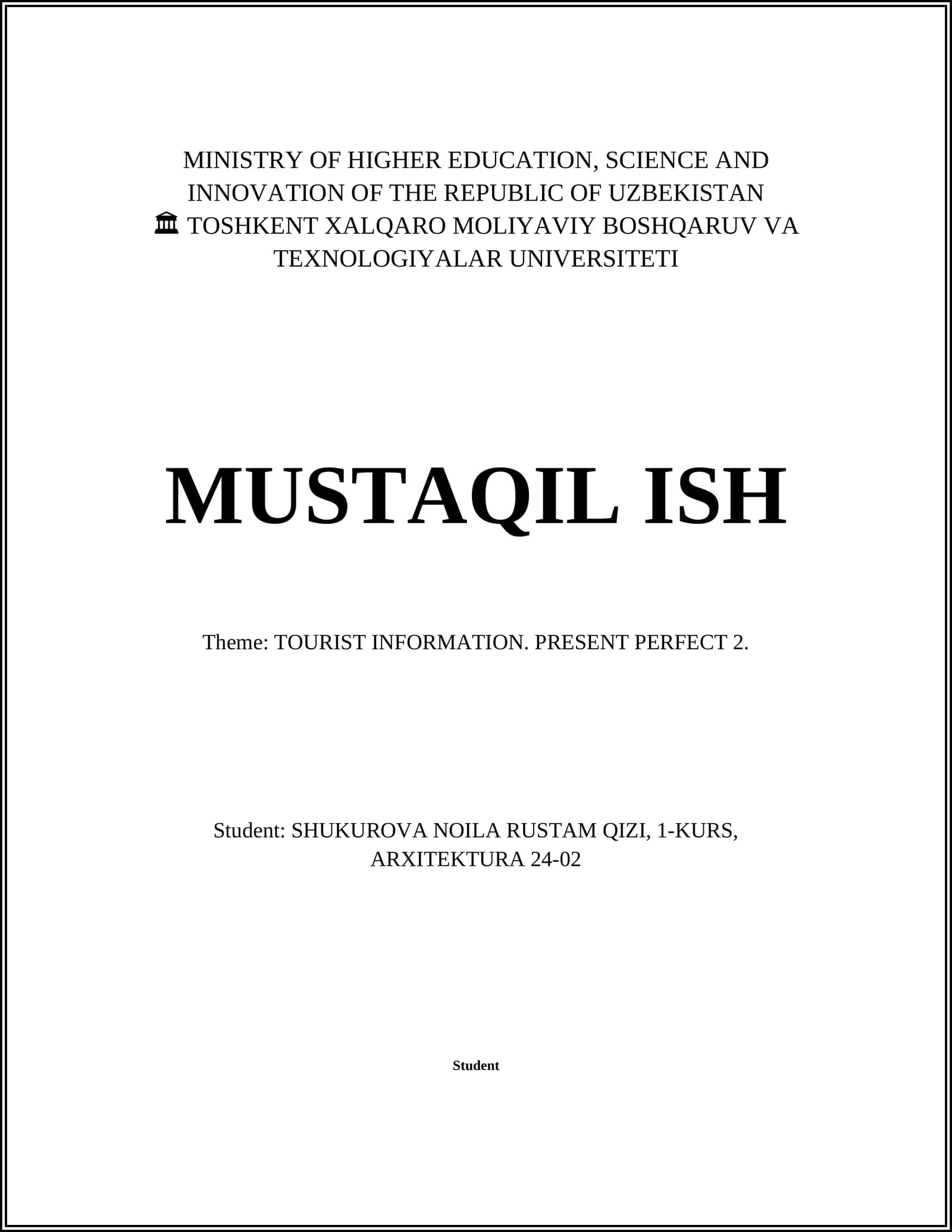 TURISTLIK MA'LUMOTLAR
