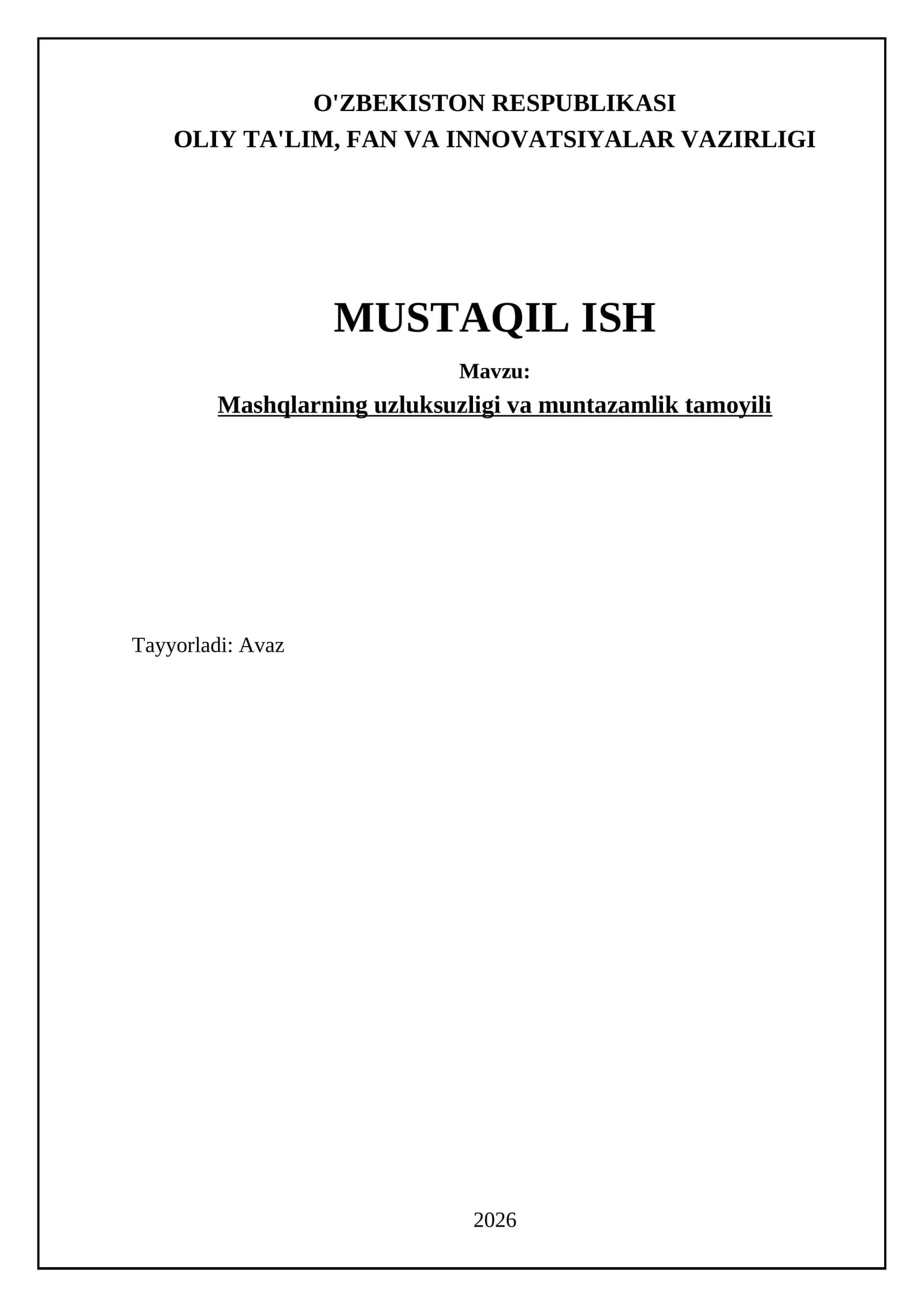 Mashqlarning uzluksuzligi va muntazamlik tamoyili