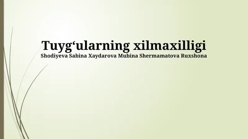 Hissiyotlar spektriga kirish