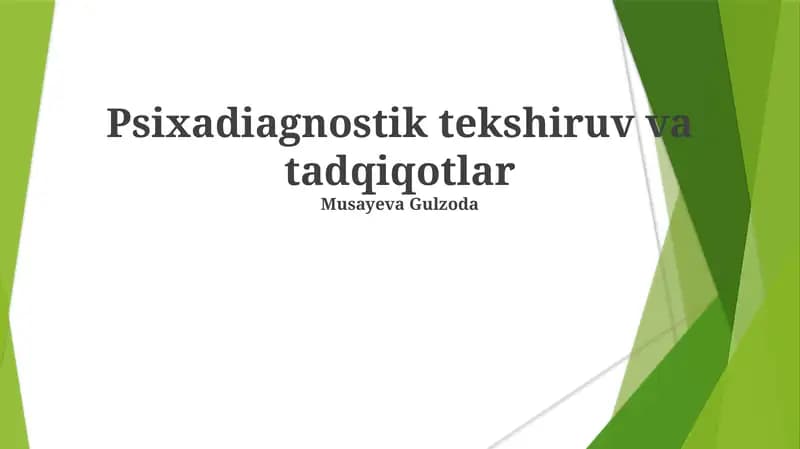 Psixadiagnostik tekshiruv va tadqiqotlar