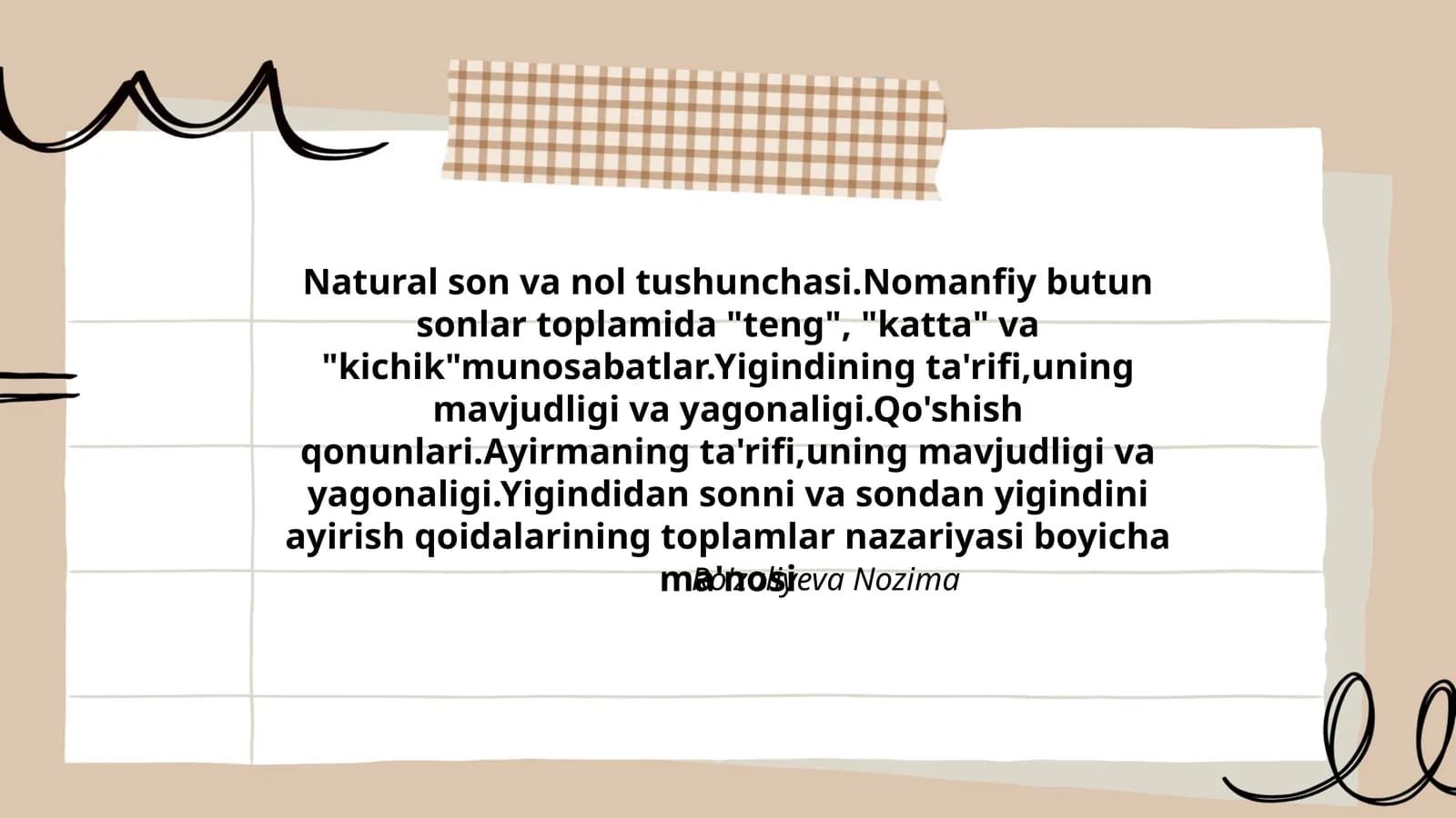 Natural Son va Nol Tushunchasi