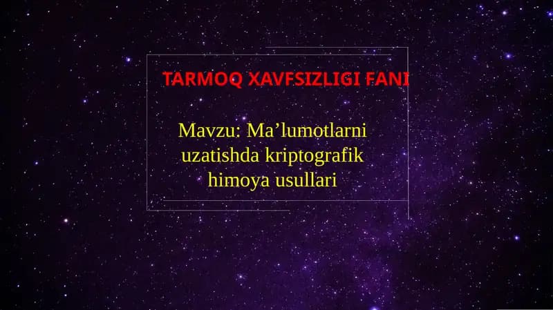 TARMOQ XAVFSIZLIGI FANI