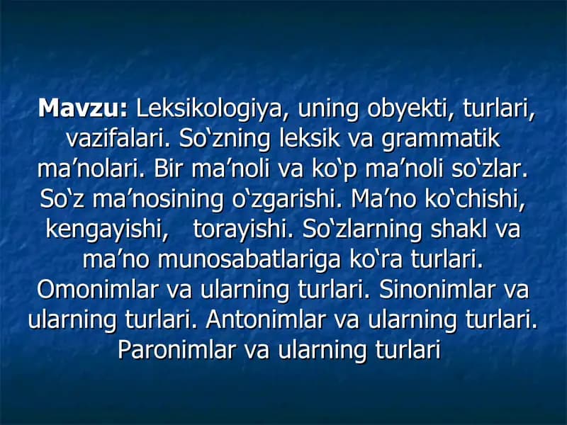 Leksikologiya