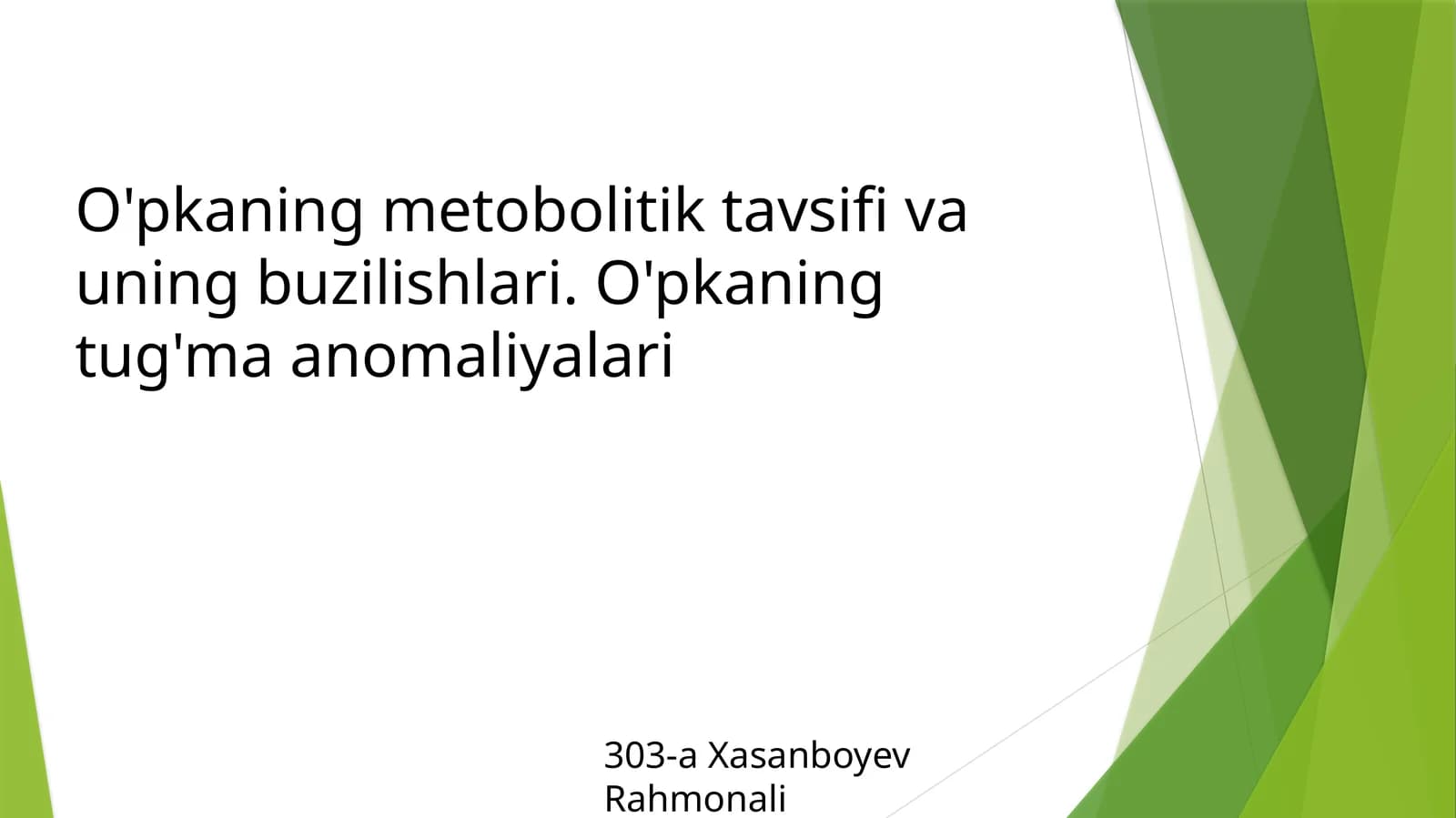 O'pkaning metabolik tavsifi va uning buzilishlari