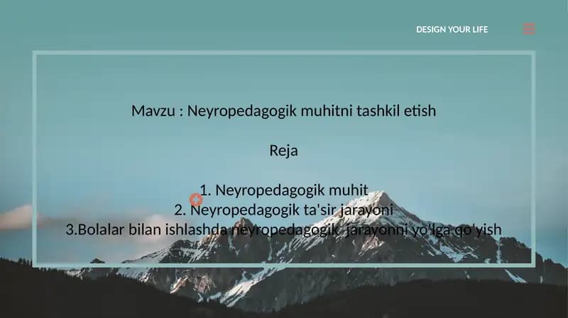 Neyropedagogik muhitni tashkil etish