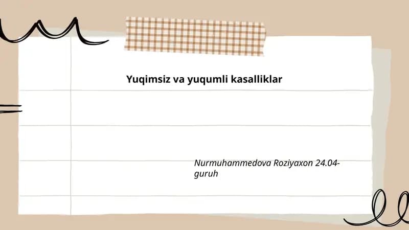 Yuqimsiz va yuqumli kasalliklar