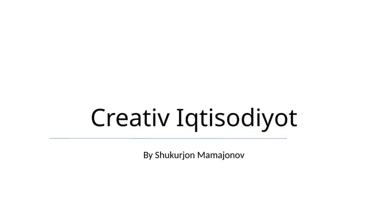 Creativ Iqtisodiyot