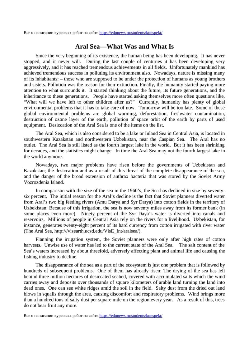 Aral Sea-What Was and What Is