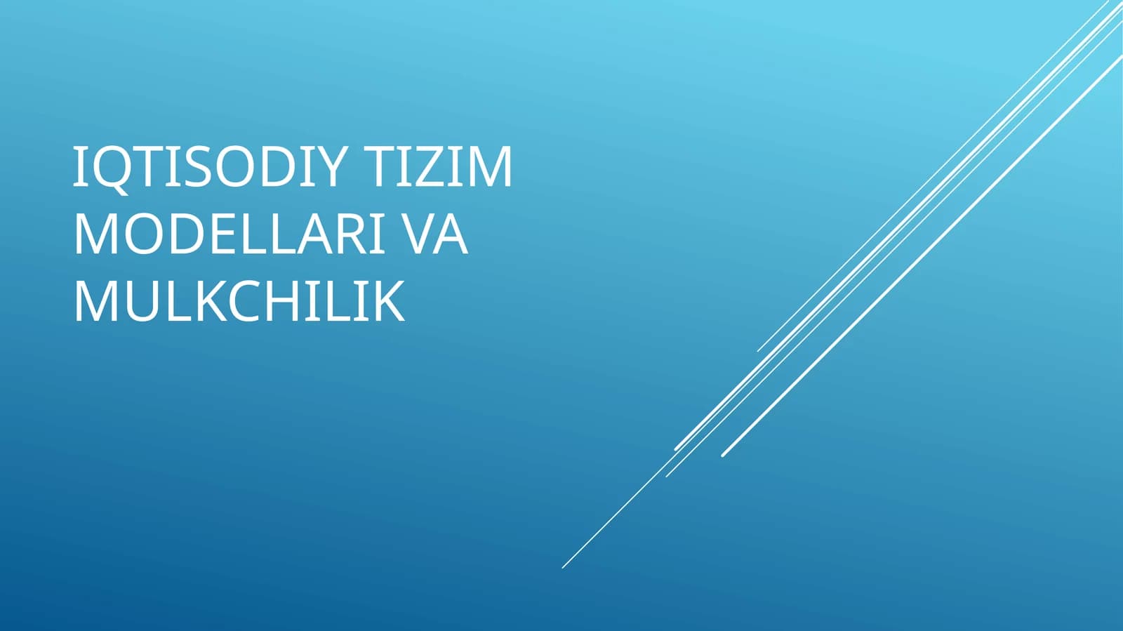 Iqtisodiy tizim modellar va mulkchilik