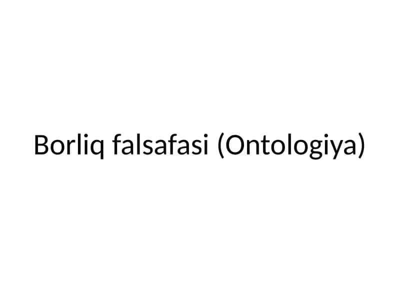 Borliqfalsafasi(Ontologiya)