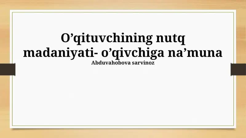 O'qituvchining Nutq Madaniyati: Namuna