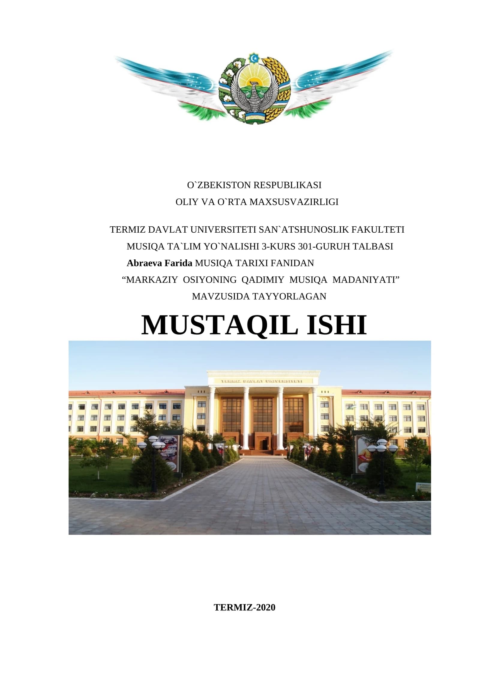 MARKAZIY OSIYONING QADIMIY MUSIQA MADANIYATI