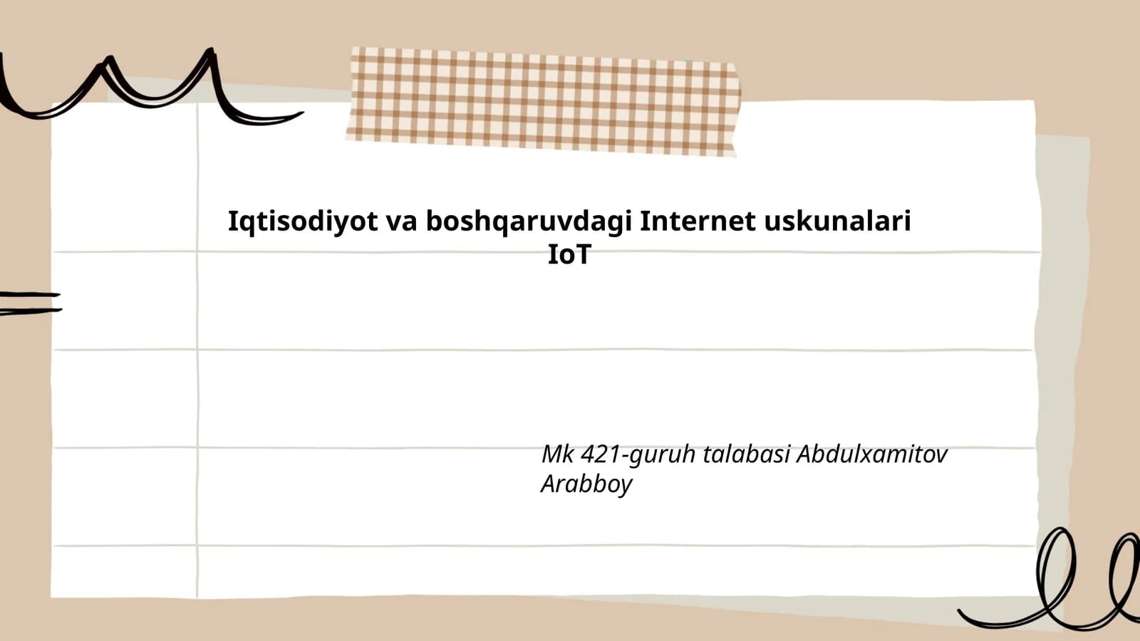 IoT va iqtisodiyotni optimallashtirish