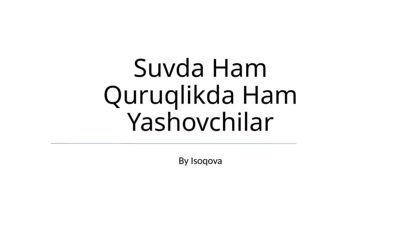 Suvda Ham Quruqlikda Ham Yashovchilar