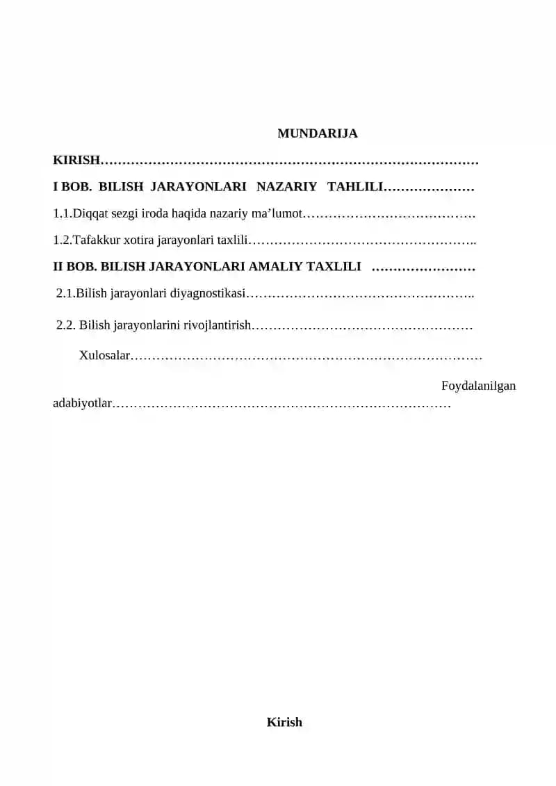 BILISH JARAYONLARI