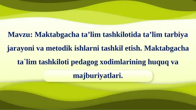 Maktabgacha ta'lim tashkiloti data'lim tarbiyasi