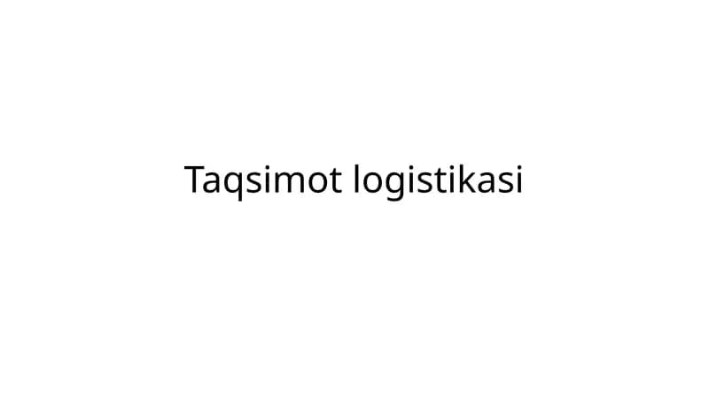Taqsimot logistikasi krossvord
