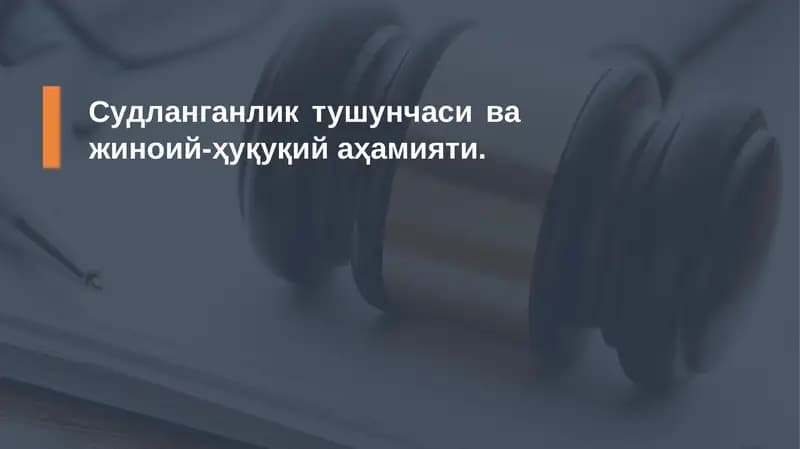 Судланганликнинг Ҳуқуқий Аҳамияти