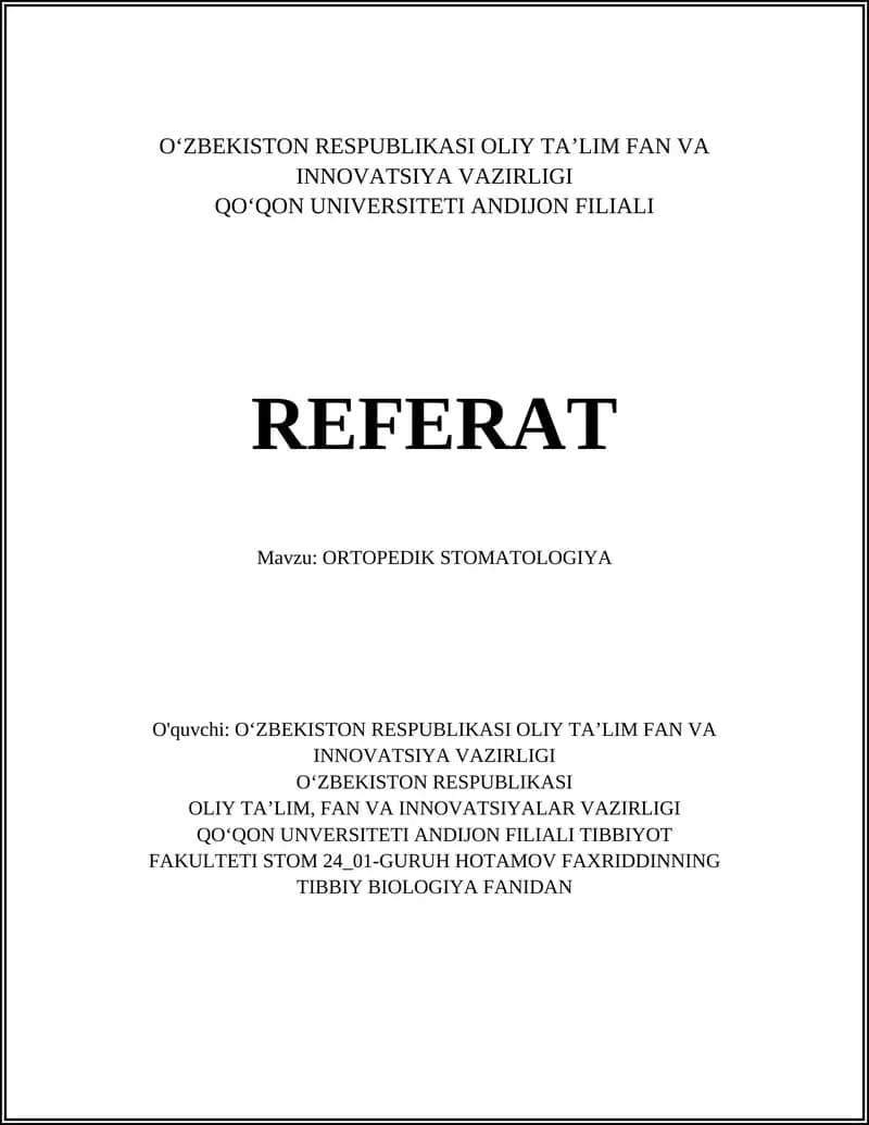 ORTOPEDIK STOMATOLOGIYA