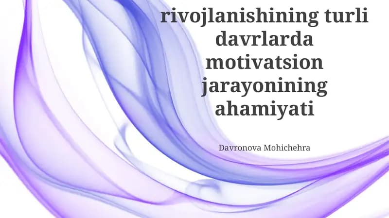 Motivatsiya va o'z-o'zini boshqarish